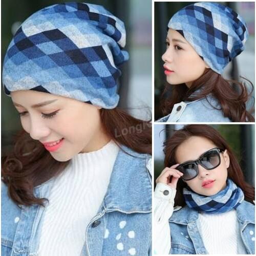 Long Keeper Fashion 2017 New Spring-Autumn Womens Hats Lattice Pattern Beanies Knitted Hat Ear Protector Cotton Warm Skullies
