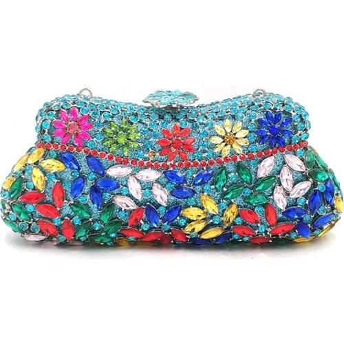 Nigerian women evening party diamonds African clutches luxury bridal wedding party elegant flower crystal purses bag