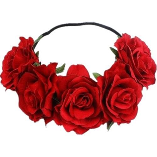 The New Simulation Rose Flower Headband Festival Prom Party Hair Accessories Europe And America Bride Vacation Flower Crown