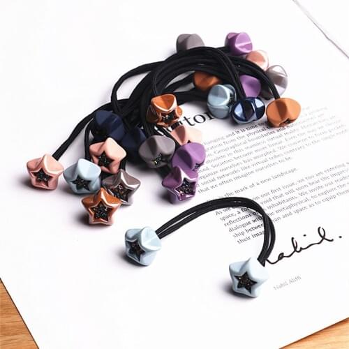 New High Quality Rhinestone Stars Multicolor Hair Rope Popular Women Girls Rubber bands Elastic Hair Bands Hair Ring