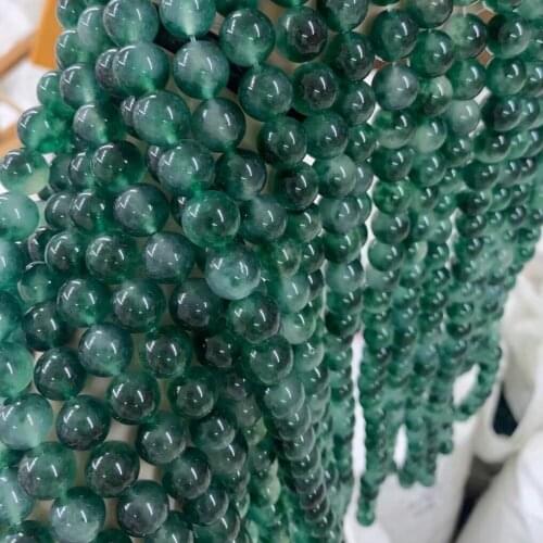 Wholesale natural stone gradient green jaspers chalcedony loose beads for jewelry making DIY bracelet necklace