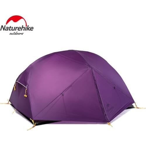 Naturehike Outdoor 2 Person 20D Nylon Waterproof Outdoor Tent Aluminum Rod Ultralight Purple Camping Tents PU4000mm Mat