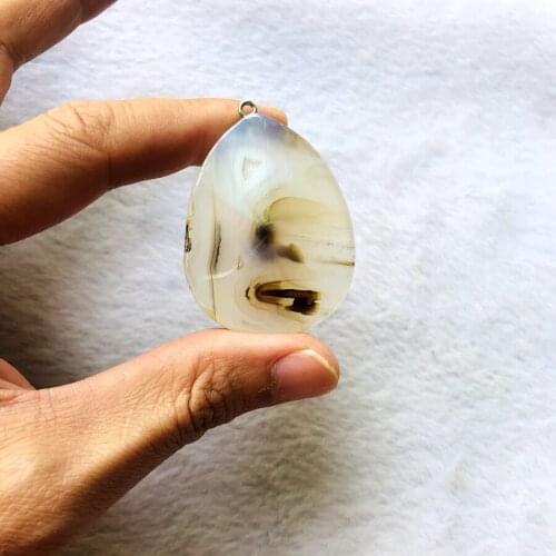 Wholesale 1pcs 100% Natural Dendritic Agates Bead Pendant Pear Shape Gem stone Cabochon Pendant 40mm
