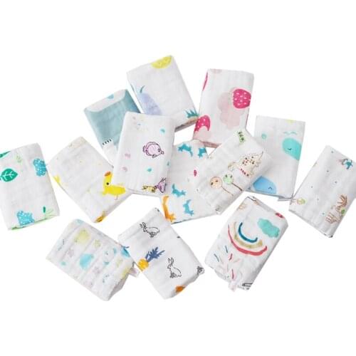 5pcs/Set Muslin 6 layers Cotton Soft Baby Towels Face Towel Handkerchief Bathing Feeding Face Washcloth D0AF