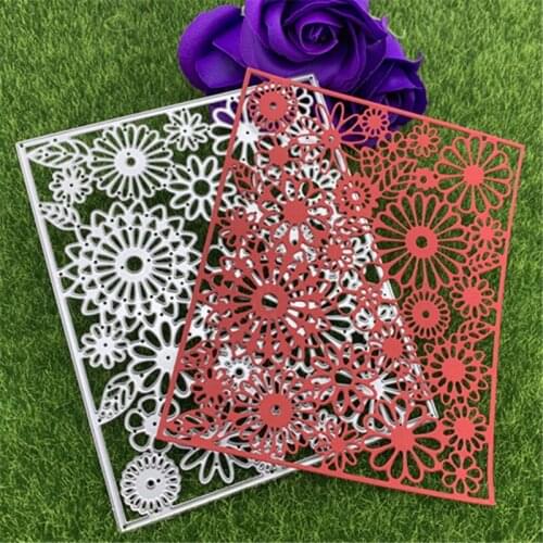 Rectangular flower pattern background hand embossed DIY album scrapbook greeting card decoration metal embossing mold