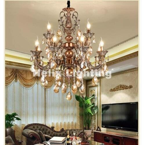 European-style Luxury Crystal chandelier Zinc Alloy Chandelier Classic Crystal Lustre Hanging Lamp for Foyer Cristal Candle Bulb