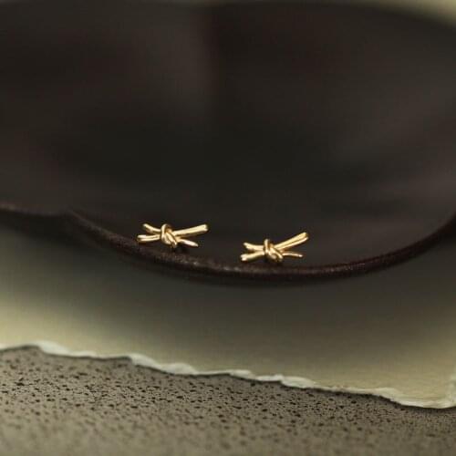 9K solid gold Gift knots blossoms stud earring Mini dainty women minimal simple style gift bridesmaid