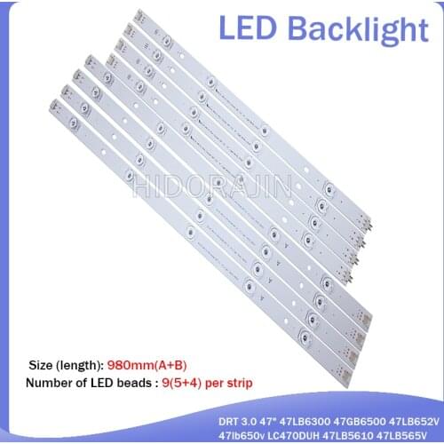 LED Backlight strip 9 Lamp For LG 47" TV innotek DRT 3.0 47" 47LB6300 47GB6500 47LB652V 47lb650v LC470DUH 47LB5610 47LB565V