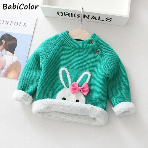 Children Sweater New Autumn and winter Add velvet to keep warm Boys and Girls Baby Tops Loose Cartoon Jacket Bottoming Shirt