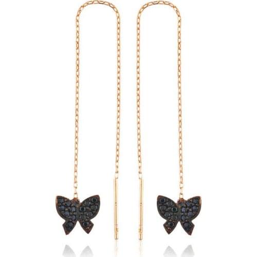 Tevuli 925 Sterling Silver Butterfly Chain Earrings
