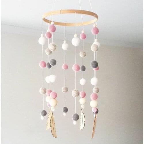 Ornaments Hanging From The Wall Fuzzy Balls Wind Chimes Feather