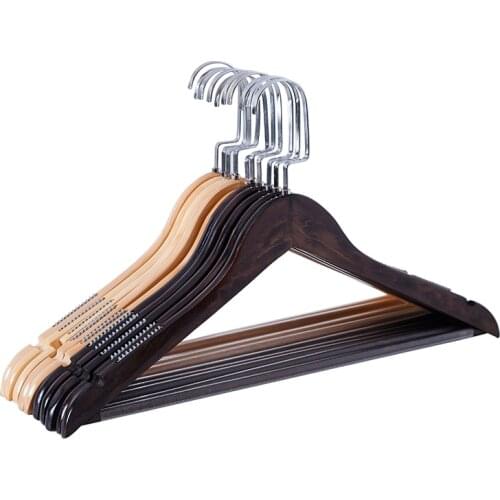5 pcs/lot 45cm Solid Wood Clothes Hangers Natural Wooden Coat Hanger Household Maple Wood Clothing Hanging
