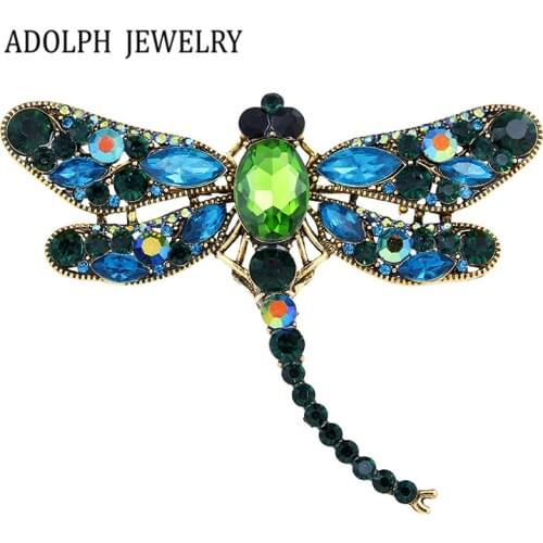 ADOLPH Jewelry New Arrivals Accessories Temperament Shiny Crystal Dragonfly Brooch for Women Dress Scarf Brooch Pins