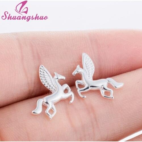 Shuangshuo Ethnic Unicorn Horse Stud Earrings for Women Animal Earing Fashion Earrings Summer Style Wholesale Jewelry oorbellen