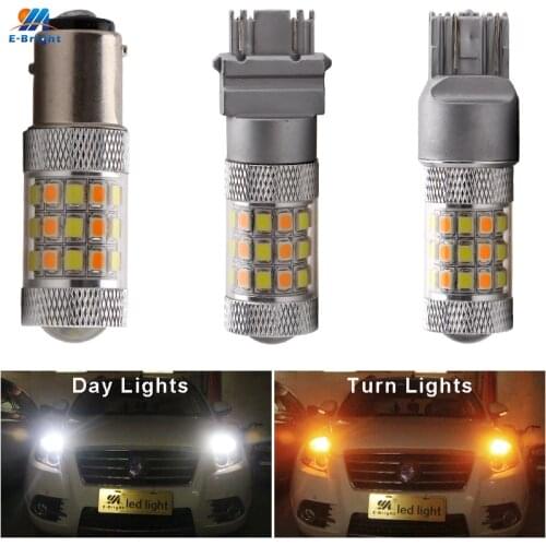 2PCS LED Car Light Bulbs p21/5w 1157 Swtichback Dual Color p27/5w 3157 t25 White/Amber W21/5W 7443 T20 Drving Turn Lamps Auto