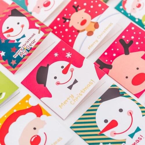 3pc Kawaii Christmas Eve Wish Card Creative Mini Christmas Card Cute Child Christmas Day Blessing Message With Envelope Card