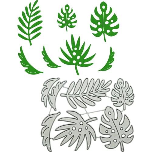 6 Pcs Set Monstera Leaf Pattern Metal Die Cutting Stencil For Scrapbooking DIY Clip Art Work Card Decorating Paper Stencil Mold