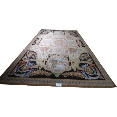 Free shipping 12'x17' 90Line Aubusson Design Savonnerie rug hand knotted wool renaissance carpet for home decoration