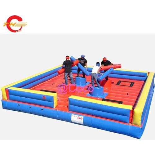 Free shipping to door, Popular game inflatable gladiator arena,4 players 6x6m jousting inflatable game,gladiator jousting zone