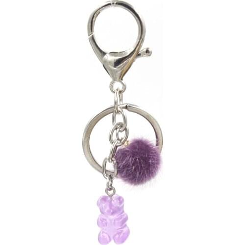 Plush Ball Cartoon Bear Pom-Pom keychain Pendant Creative Resin Jewelry Bag Mobile Phone Ornaments For Women Men