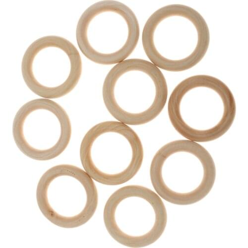 10 Pack Wood Rings Wooden Rings for Craft, Ring Pendant and Connectors Jewelry Making and Crafting Supplies (55 mm)