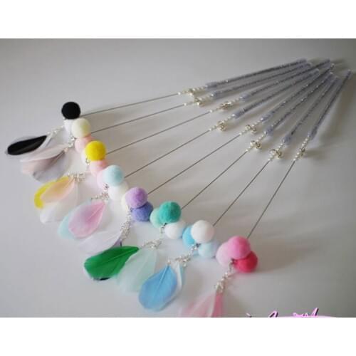 Usd1.98/pc pet cat kitten toys playing toys cat teaser fishing pole rod sticks feather balls
