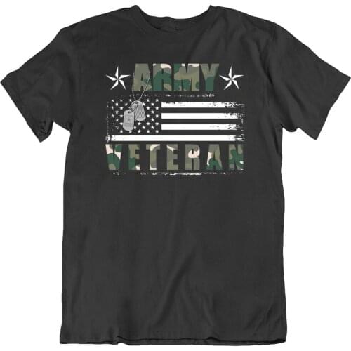 Army Veteran T Shirt Mens American Warrior USA Flag Military Patriotic Gift New