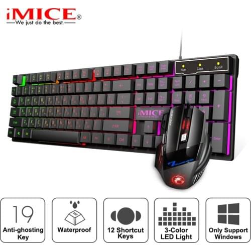 Gaming keyboard Wired Gaming Mouse Kit 104 Keycaps With RGB Backlight Russian keyboard Gamer Ergonomic Mause For PC Laptop