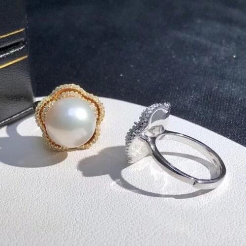 New Trendy 925 Sterling Silver Adjustable Free Size Ring Settings Findings Mountings Parts for Pearl Corals Jade Crystal Agate