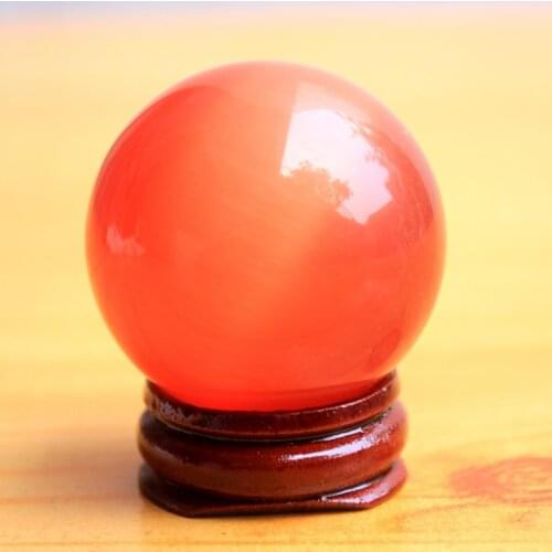 Beautiful ASIAN QUARTZ RED EYE CRYSTAL HEALING BALL SPHERE 40MM + STAND