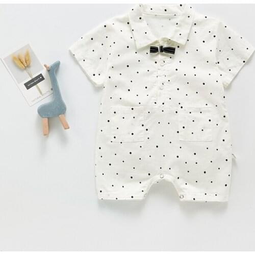 Summer 2021 Baby Romper Fashion Gentleman Newborn Infant Boys Clothes Boys Baptism Birthday 0-3 Years Newborn Boys Clothing