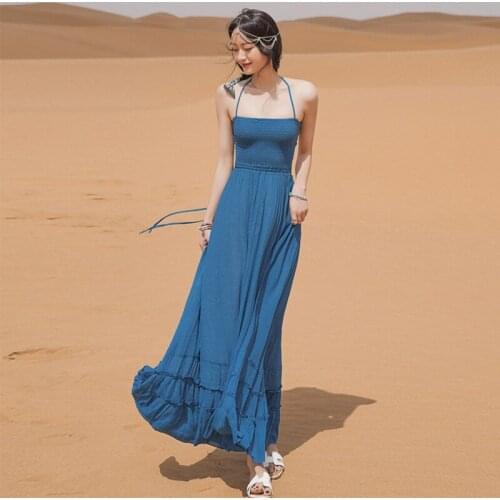 Fashion Summer Casual Strap Maxi Party Dress Ladies Elegant Sexy Sleeveless Backless Bandage Beach Holiday Vacation Dress Robe