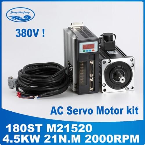 4.5KW servo motor kits 180ST M21520 ac servo motor 21N.M 380V servo motor ac servo drive and motor
