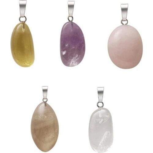 Natural Stone Pendant Crystal Pendants Quartz Bead Fashion Jewelry for Necklace Jewelry Making Irregular Female Women Gift