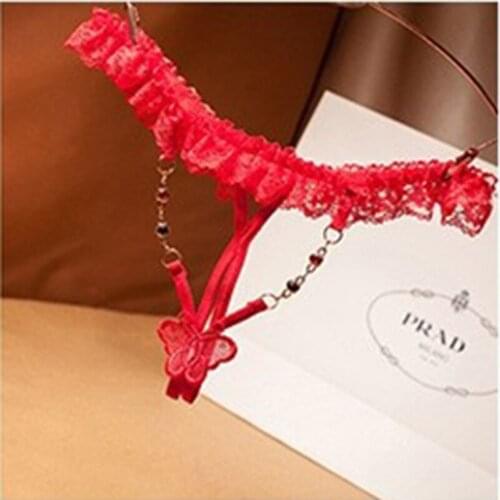 New Erotic Lingerie Pearl Panties Ladies sexy Sequin Embroidery Open Crotch Panties Transparent mesh Low waist Thong G String