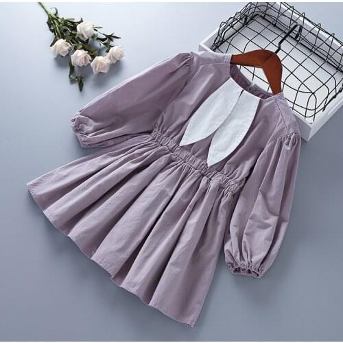 3-7 years High quality girl clothes 2021 new autumn casual cartoon pattern solid kid children girl dresses