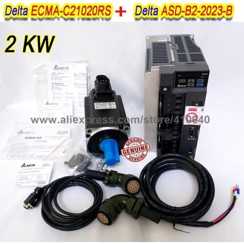 Set Sales Delta 2000 W Servo Motor ECMA-C21020RS And Servo Drive ASD-B2-2023-B with Cable with 5000 rpm Better Quality
