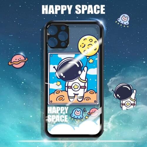 ASINA Transparent Tempered Glass Case for iPhone 11 12 Pro Max 12 Mini XS XR X Fashion Cartoon Cover For iPhone 7 8 Plus SE 2020