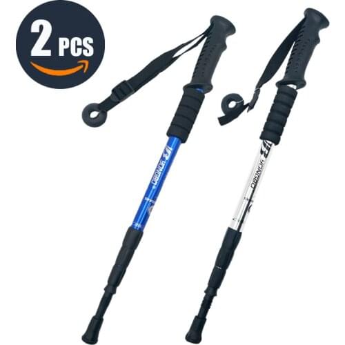Walking Adjustable Trekking Pole Anti Shock Ultra Light Alpinism Poles Telescopic Ultralight Hiking Travel Non-slip Stick