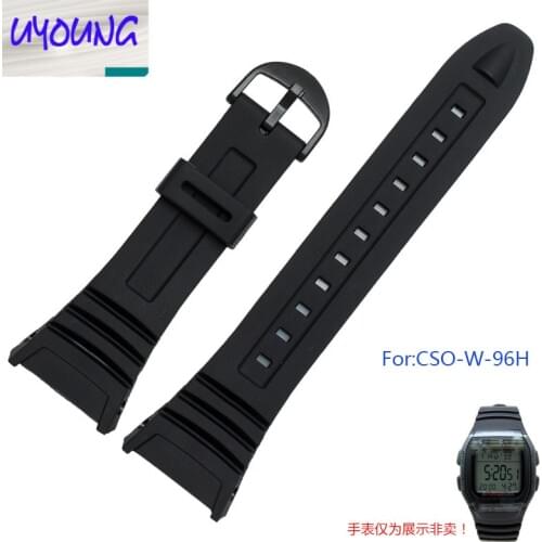 UYOUNG Soft Rubber Watch Band Stainless Steel Pin Buckle Watchband for Caso W-96H Sports Men Women Strap Bracelets with Tools