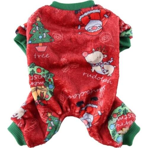 Pet 4-Legged Christmas Cartoon Polyester Costume Dog Jumpsuits Puppy Garment Comfortable Warm Clothes