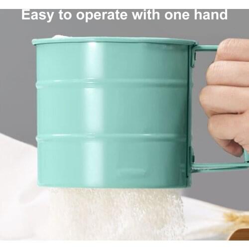 Handheld Flour Sieve Semi Automatic Hand Squeezing Mesh Screen Sugar Flour Sifter Kitchen Baking Tool
