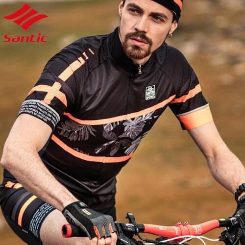 Santic Cycling Jersey MTB Men Short Sleeve Quick Dry Breathable Bike Bicycle Road Downhill Racing Clothes maillot ciclismo ropa