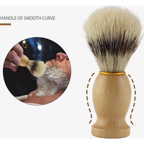 Wooden Bristles Mens Shaving Brush Facial Beard Cleaning Razor Shaving Cream Brush Face Massage Facial Hair Cleaning Tool