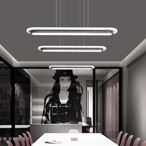 Modern and Minimalist Chandelier New Atmosphere Creative Personality Meeting Room Led Light Strip Restaurant Nordic Lamps