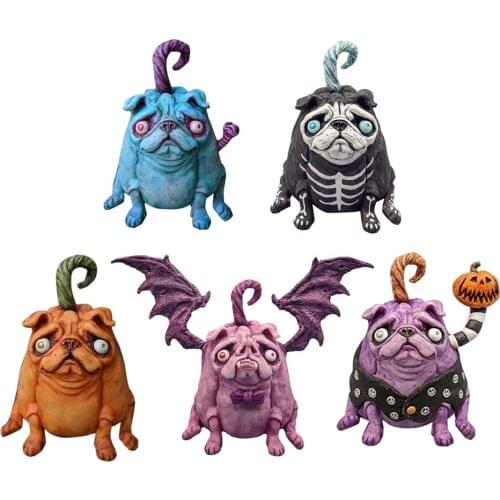 Halloween Themed Bat Pumpkin Puppy Statue Novelty Animal Resin Figurine Party Scene Props Decoration Halloween Decoration Gift