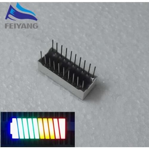 5PCS 10 Segment 4 Color Digital LED Battery Level Bar Graph Power Display Indicator Multi-color 5V Light Red Yellow Green Blue