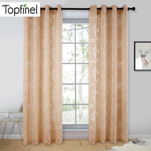 Top Fine Leaf Pattern Tulle for Living Room Bedroom Simple Nordic style Solid color New product Modern Drape