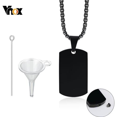 Vnox Men Dog Tag Container Pendant Necklace, Stainless Steel Cremation Urn Jewelry, Ashes Funnel Filler Kit Accessory