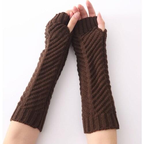 Knitted Crochet Long Fingerless Mittens Winter Warm Gloves For Women Fashion Women Autumn Gloves Wrist Arm Hand Warmer